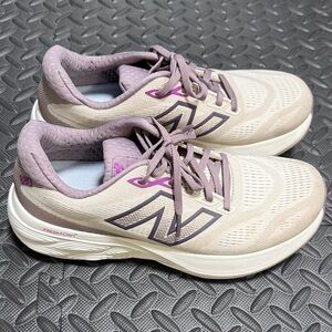 New Balance Women's Beige and Lavender Sneakers